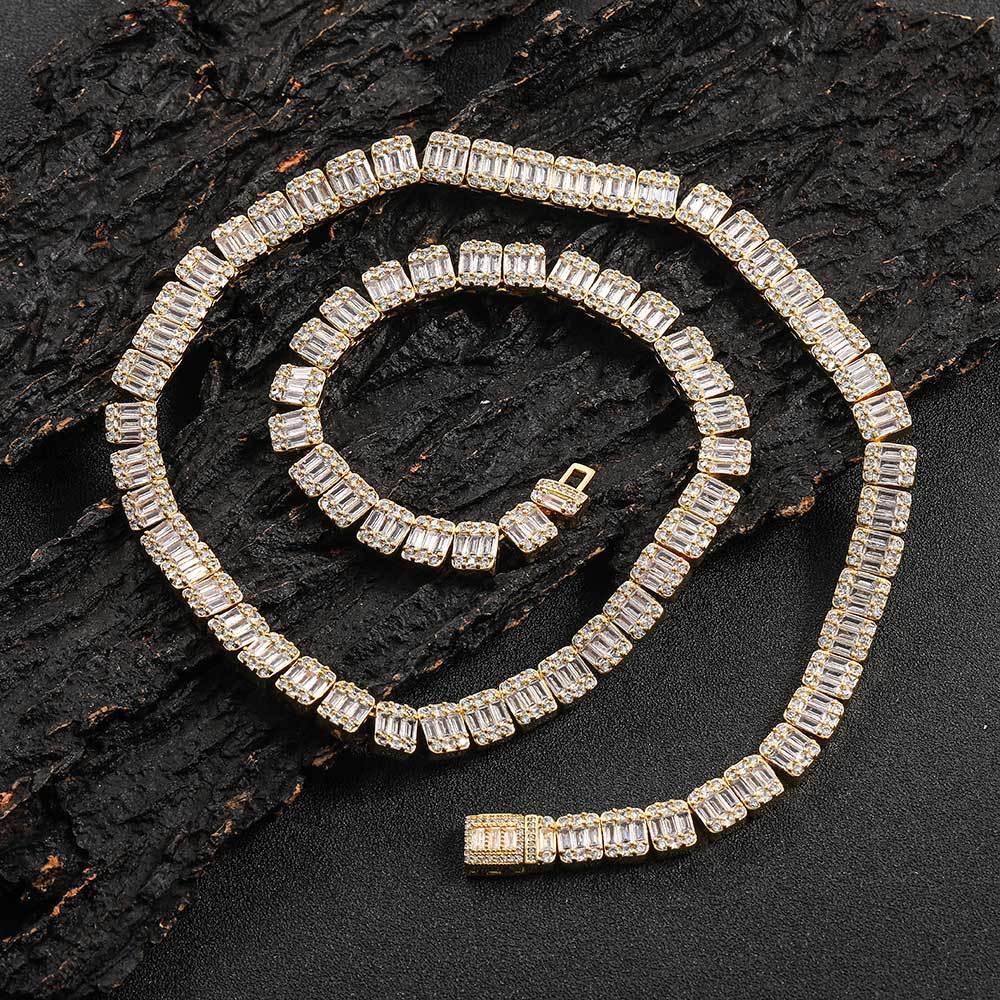 8mm Iced Out Square Chain Zircon Necklace with Flip Lock for Men | Caratix Jewelry - CaratixJewelry